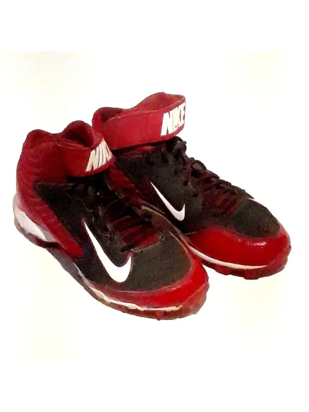 Nike Apha Huarache Football Cleat 634625-016 Men 6.5 Red Black Leather